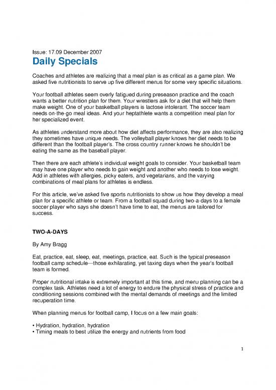 picture Nutrition For Soccer Players Pdf 144568 | Daily Specials  Situational Food Plan