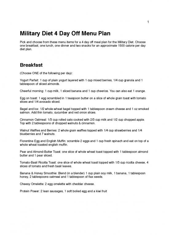 picture Military Diet Meal Plan Pdf 143776 | Military Diet 4 Day Off Plan