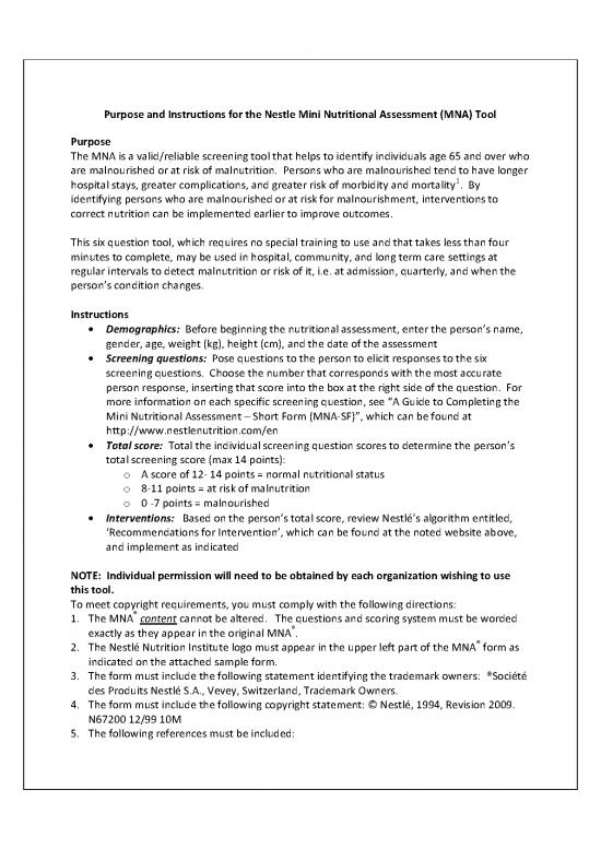 picture Nutritional Risk Screening Tool Pdf 143904 | Purposeandinstructionsforthemna
