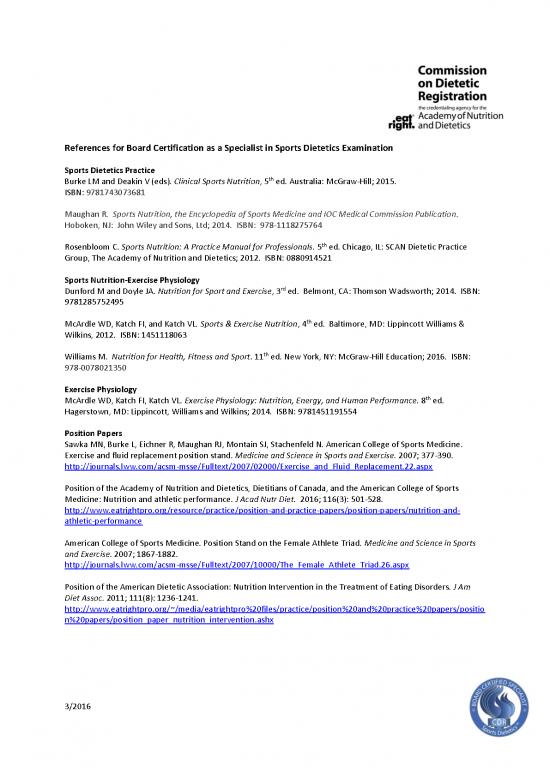 picture Nutrition In Clinical Practice Pdf 143354 | Sports Nutrition References 07 2016