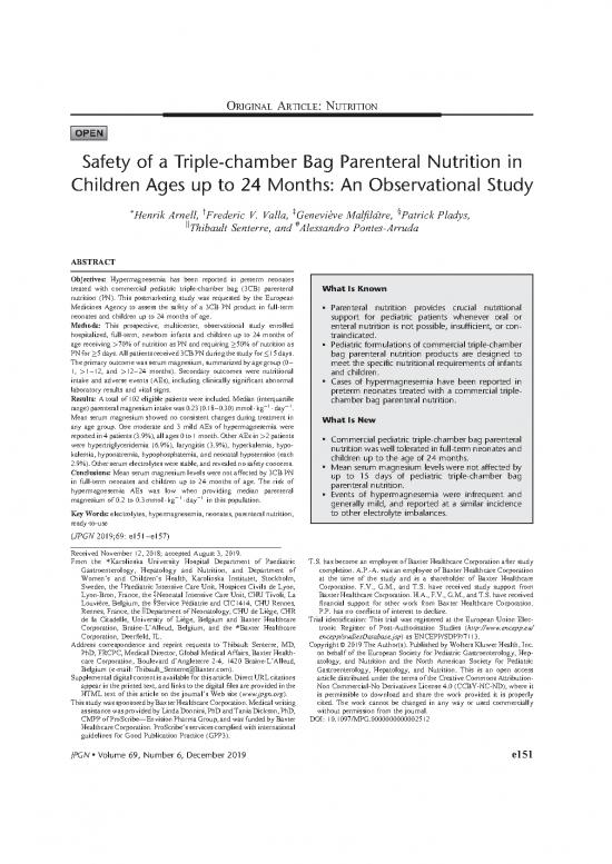 picture_Nutrition Support Pdf 146183 | Arnell 2019 Jpgn On Safety Of A Triple Chamber Bag Parenteral Nutrition In Children Ages Up To 24 Months An Observational Study