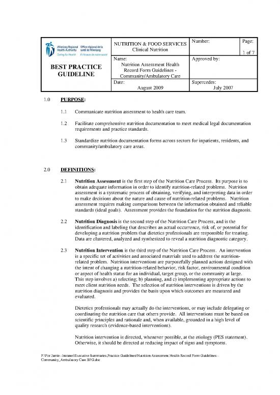 picture Nutrition Diagnosis Pdf 145874 | Clinicalnutrition Nutritionassessmentformcommunityambulatorycarebpg