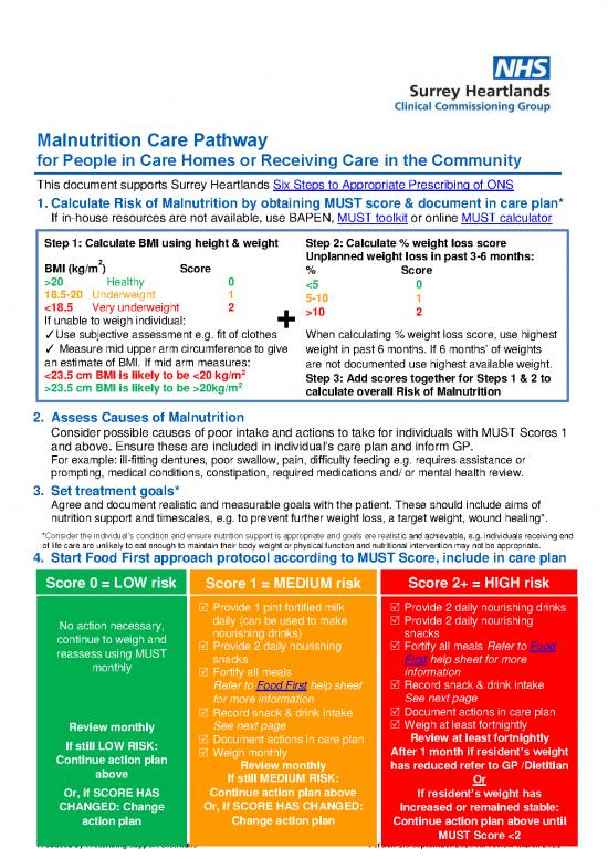 picture Malnutrition Care Plan Pdf 147731 | Malnutrition Care Pathway  Care Homes And Community V3 Sep 20