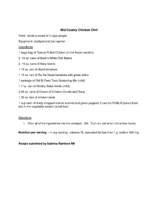 picture_Bush Chicken Nutrition Pdf 146306 | Mid County Chicken Chili