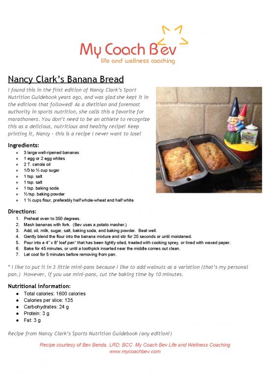 picture Nancy Clark Sports Nutrition Guidebook Pdf 146265 | Nancy Clark&rsquo;s Banana Bread