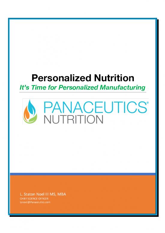 picture The Personalized Diet Pdf 147457 | Panaceutics Personalized Nutrition Manufacturing Platform Whitepaper 10 6 2019 1
