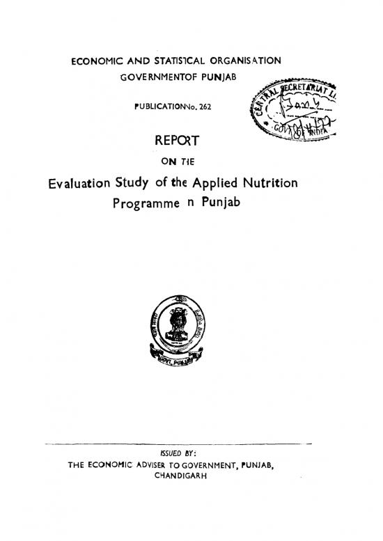 picture_Applied Nutrition Pdf 146763 | Report On The Evaluation Study Of The Applied Nutrition Programme In Punjab Vb Csl Io034375