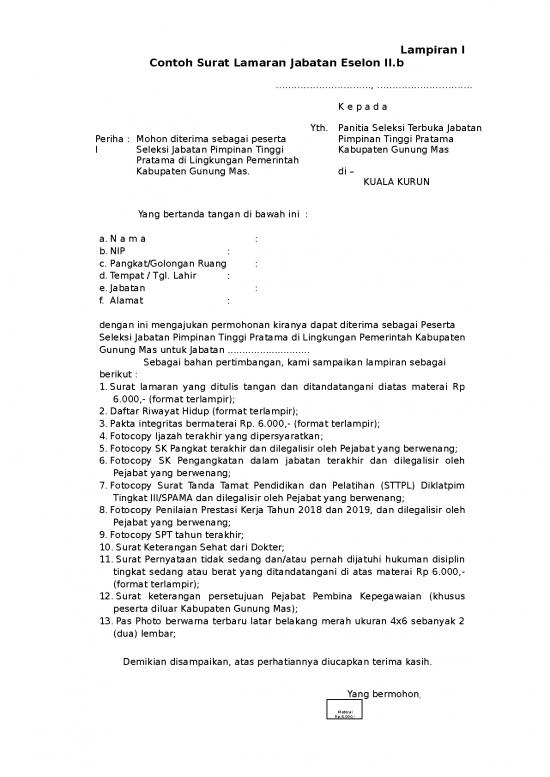 picture_Surat Lamaran Doc 13585 | Lampiran Seleksi Terbuka Jpt Pratama Kab Gumas 2020 Semoga Fix