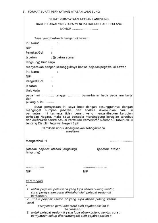 picture_File - Surat Pernyataan Id 13601 | 5 Format Surat Keterangan Dan Permohonan Izin Lupa Mengisi Daftar Hadir Pulang