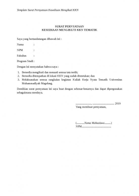 picture_File - Surat Pernyataan Id 13739 | Template Surat Pernyataan Kesediaan Mengikuti Kkn