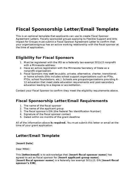 picture_Agreement Sample 13951 | Fiscal Sponsorship Letter Template Fy22 Accessible