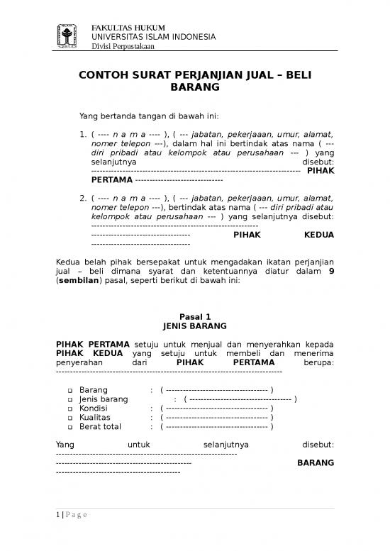 picture1_Contoh Surat Perjanjian Pengikat Jual Beli Barang Fh Uii