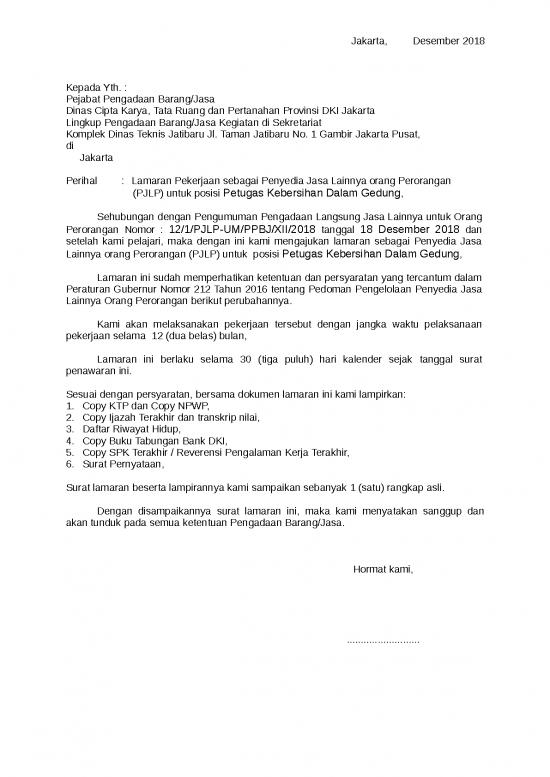 picture_Surat Lamaran Kerja Doc 14117 | Contoh Lamaran Dan Pernyatanaan Petugas Kebersihan