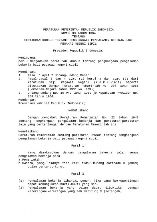 picture1_03006 Perpem N 38 Tahun 1964 Peraturan Khusus Tentang Penghargaan Pengalaman Kerja Bagi Pns