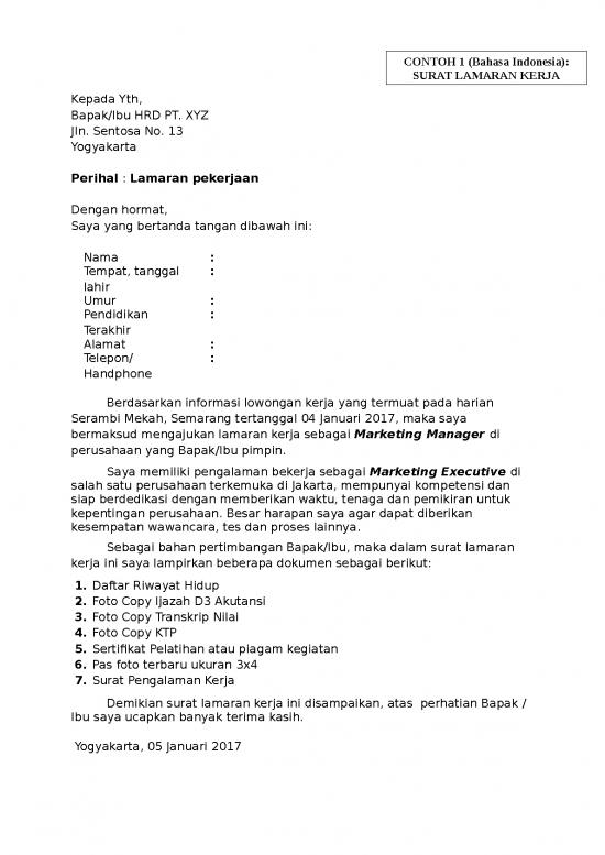 picture File - Surat Pengalaman Kerja 14136 | Contoh Lamaran Kerja Bahasa Inggris
