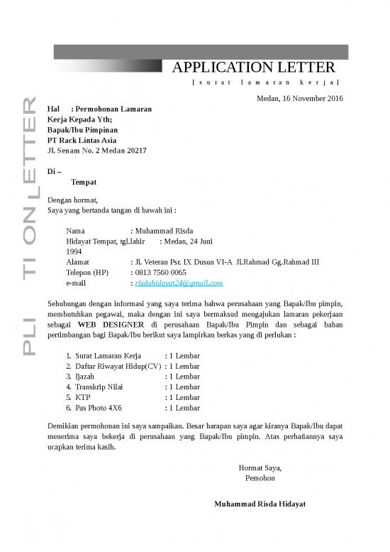 picture Surat Lamaran Kerja Doc 14150 | Surat Lamaran Kerja 116 1