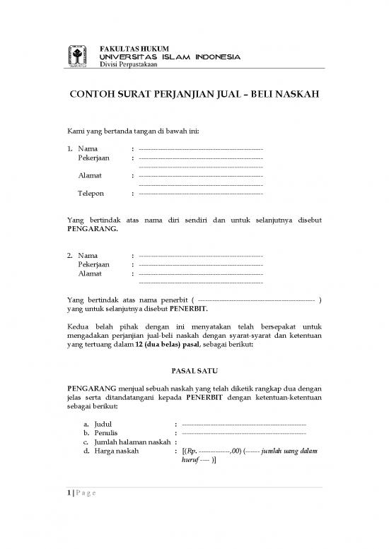 picture_Hukum Pdf 14719 | Contoh Surat Perjanjian Pengikat Jual Beli Naskah Fh Uii