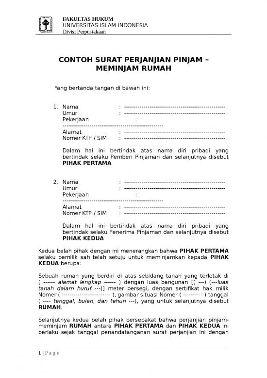 picture1_Contoh Surat Perjanjian Pinjam Meminjam Rumah Fh Uii