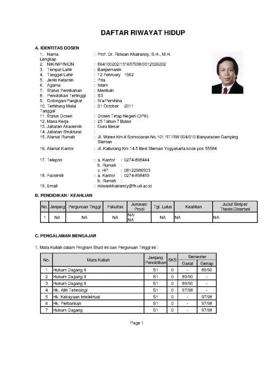 picture1_Cv Lengkap Prof Dr Ridwan Khairandy | File - Daftar Riwayat Hidup Id 15745