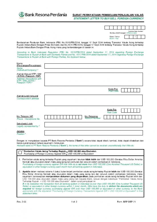 picture_Dep 71 Surat Pernyataan Pembelian Penjualan Valas Rev 1 00 | File - Surat Pembelian