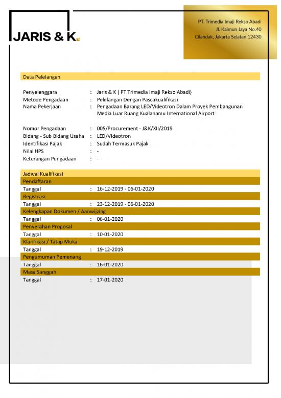 picture Presentasi Usaha 15215 | Detil Pengumuman Lelang Led Kualanamu Fix