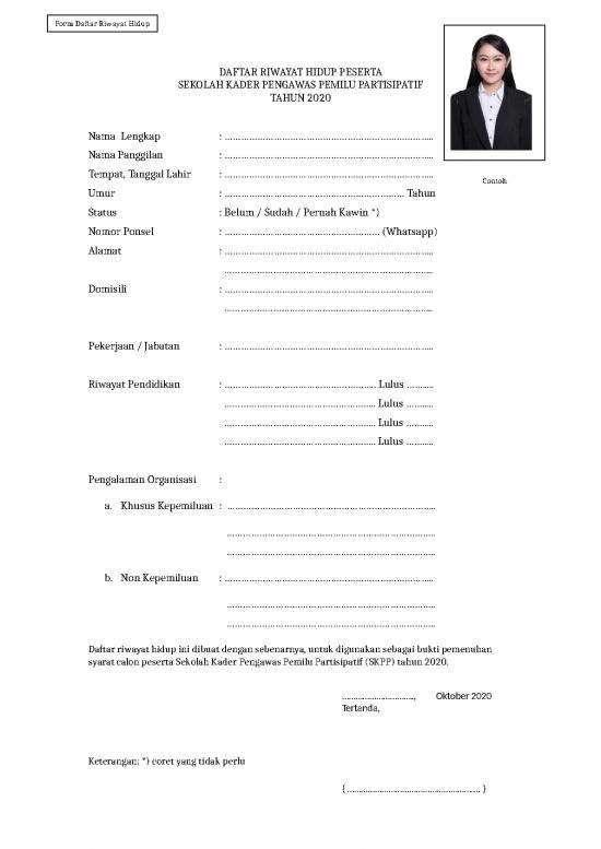 picture_Form Daftar Riwayat Hidup Peserta | File - Daftar Riwayat Hidup Id 15634