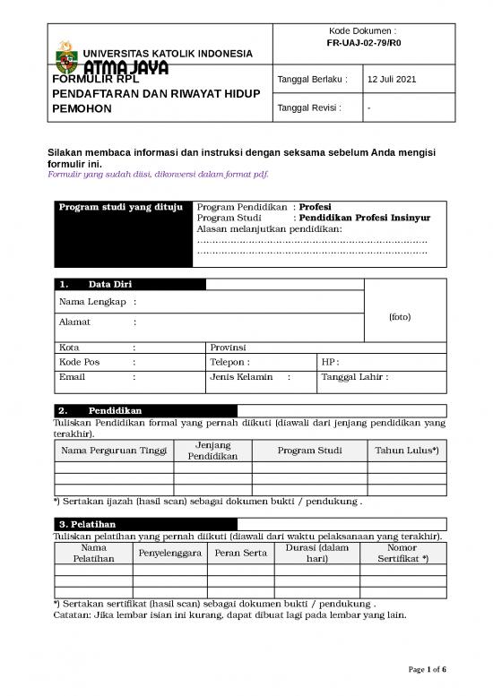 picture_Pendidikan Pdf 15496 | Form Rpl Pendaftaran Dan Riwayat Hidup