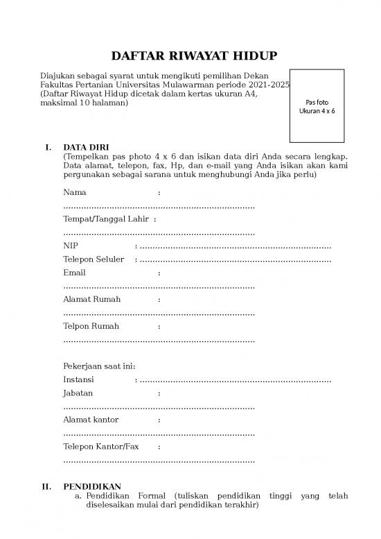 picture1_Formulir 12 Daftar Riwayat Hidup Balon Dekan 1 | File - Daftar Riwayat Hidup Id 15737
