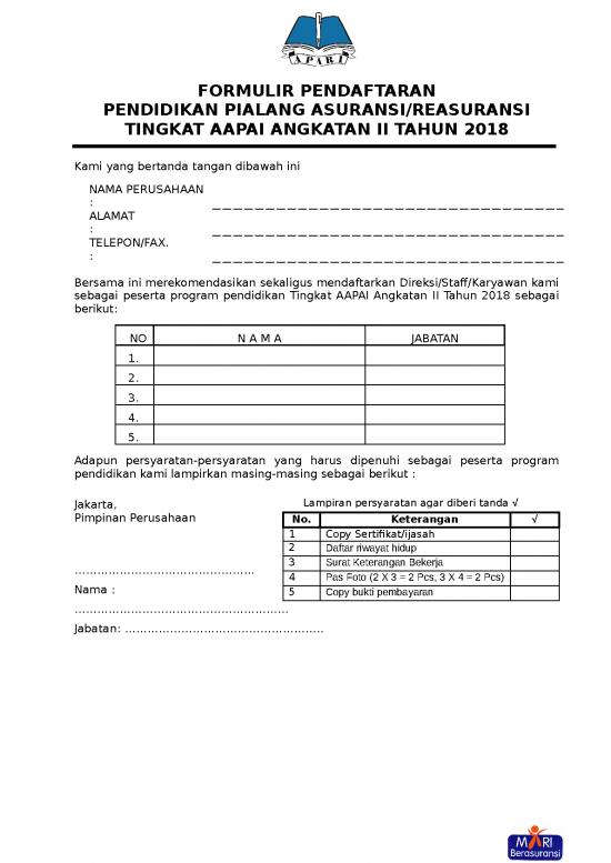 picture1_Formulir Pendaftaran Pendidikan Aapai Ang Ii Tahun 2018 | File - Daftar Riwayat Hidup Id 15628