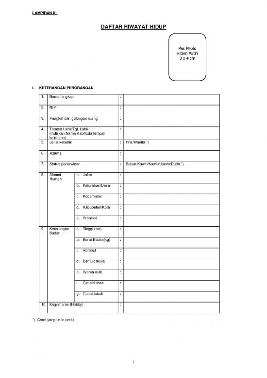 picture Lampiran Ii Daftar Riwayat Hidup Pns (1) | File - Daftar Riwayat Hidup Id 15657