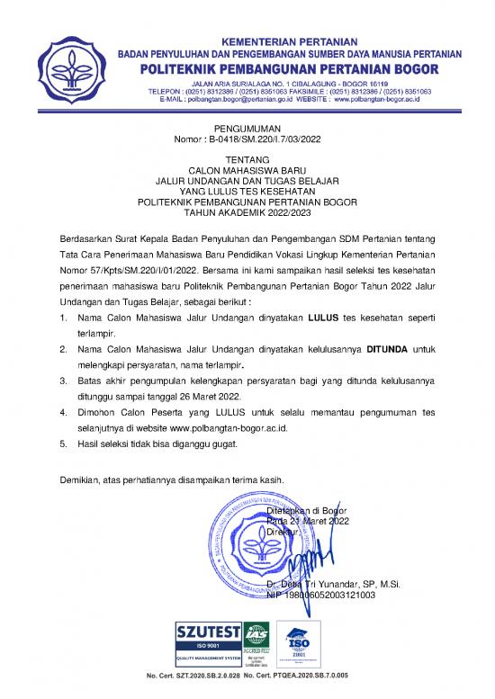 picture_Pertanian Pdf 14545 | Pengumuman Jalur Undangan Lulus Tes Kesehatan Ta  2022
