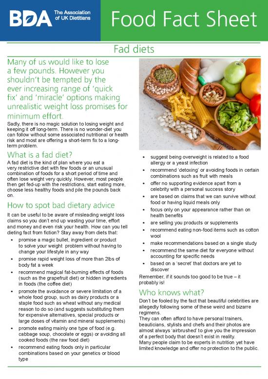 picture1_Fad Diet Pdf 149485 | Bda Fad Diets Fact Sheet