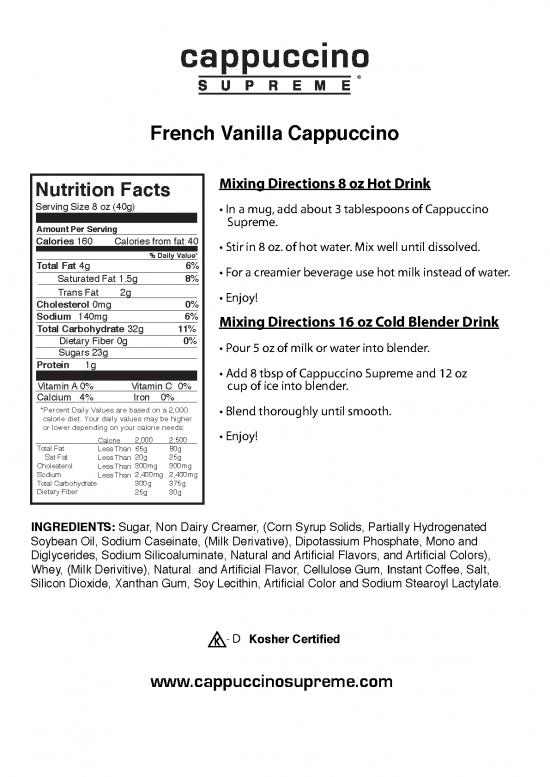 picture1_Nutrition Facts Pdf Template 149544 | Cappuccino French Vanilla