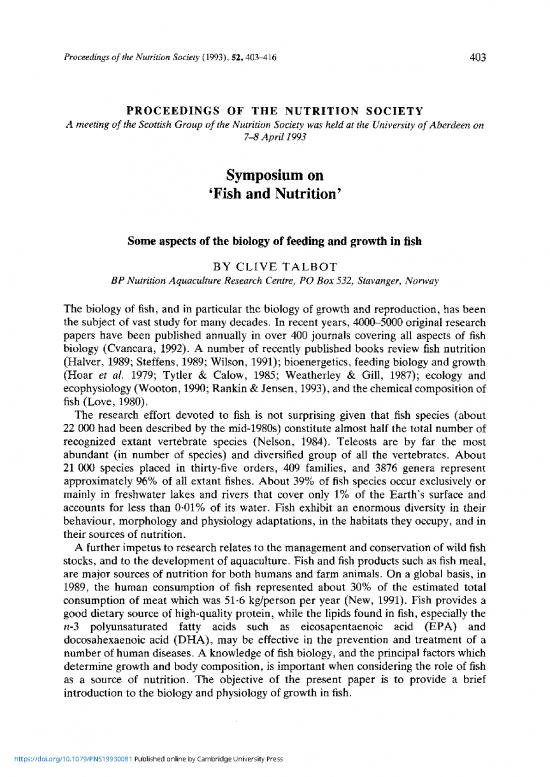 picture1_Nutrition Research Pdf 149888 | Div Class Title Some Aspects Of The Biology Of Feeding And Growth In Fish Div