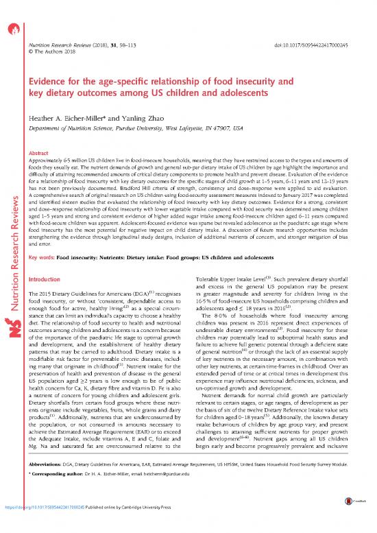 picture1_Nutrition Research Pdf 149891 | Evidence For The Agespecific Relationship Of Food Insecurity And Key Dietary Outcomes Among Us Children And Adolescents