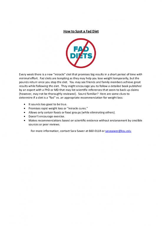 picture Fad Diet Pdf 150492 | Fad Diets