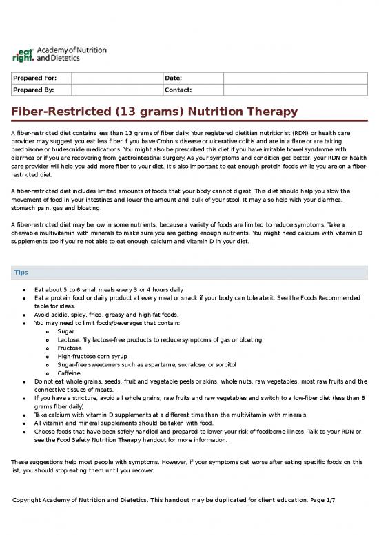 picture1_Protein Diet Pdf 148241 | Restricted Fiber 13gms Nutrition Therapy