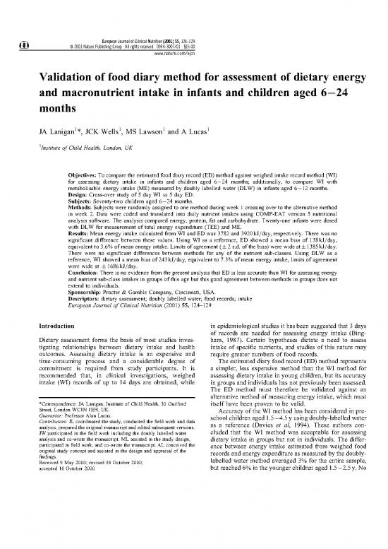picture1_Nutrition Therapy Pdf 148456 | T029 Lanigan Et Al 2001, Food Diary Method Children 6 24 Months