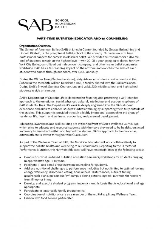 picture1_Nutrition For Dancers Pdf 151000 | 2021 Sab Nutrition Educator Job Descripton