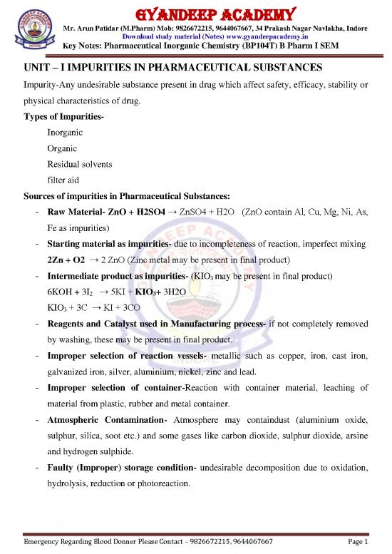 picture_Pharmaceutical Chemistry Pdf 152033 | Bp104t Key Notes Inorganic Chemistry B Pharm I Sem 1
