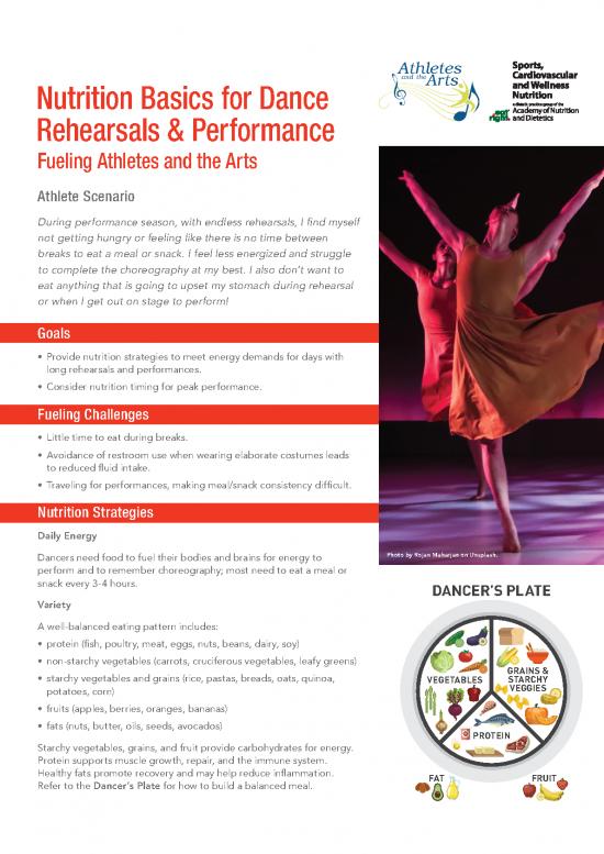 picture Nutrition For Dancers Pdf 150769 | Dance Fact Sheet