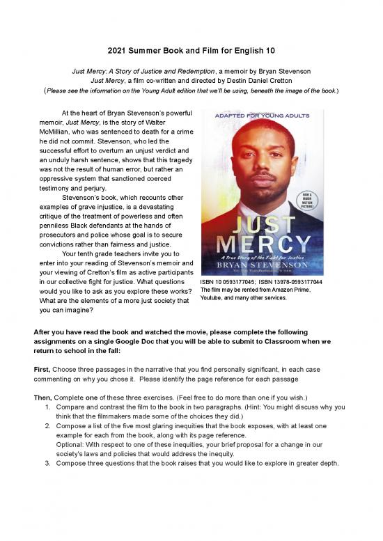 picture Just Mercy Pdf 152952 | Grade10englishsummerreading2021