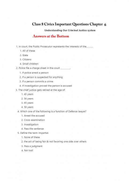 picture Justice Pdf 153126 | Important Question Class 8 Civics Chapter 6