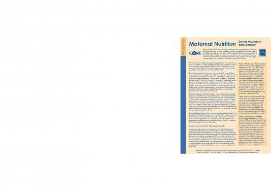 picture_Nutrition Information Pdf 150714 | Maternal Nutrition During Pregnancy And Lactation