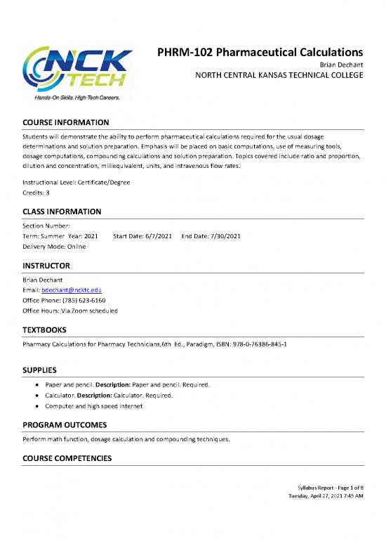 picture Pharmacy Pdf 152104 | Phrm 102 Pharmaceutical Calculations 2021 Summer Dechant