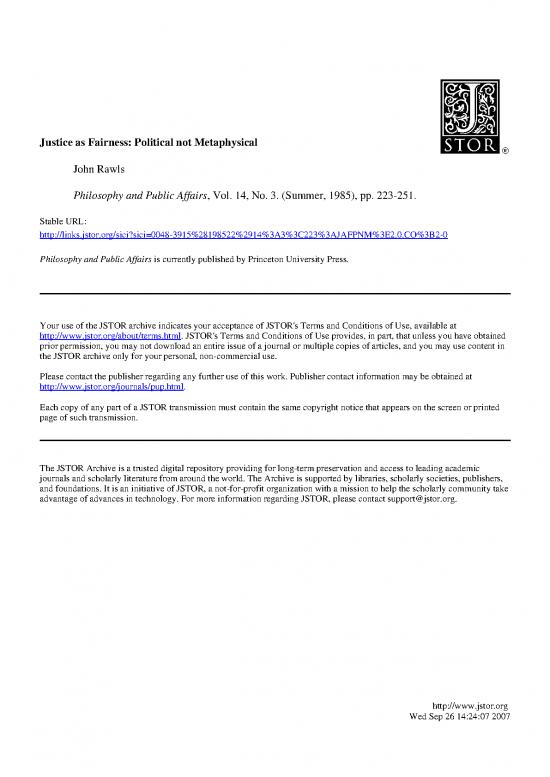 picture John Rawls Theory Of Justice Pdf 152804 | Rawls 1985 Justice As Fairness Political Not Metaphysical