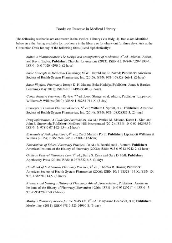 picture Physical Pharmacy Books Pdf 152324 | Textbooks On Reserve Updated 2 16 2016
