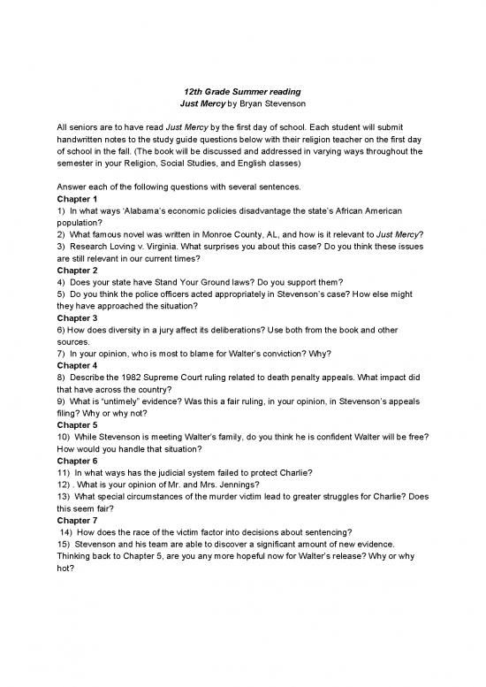 picture Just Mercy Pdf 153279 | 12th Grade Summer Reading 2020