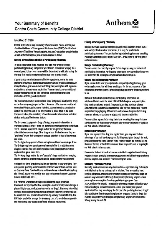 picture1_Anthem   Summary Of Benefits, Copayments   Prescriptions   2020 2021