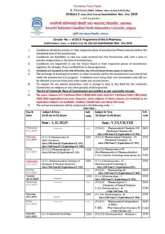 picture1_B Pharm Time Table